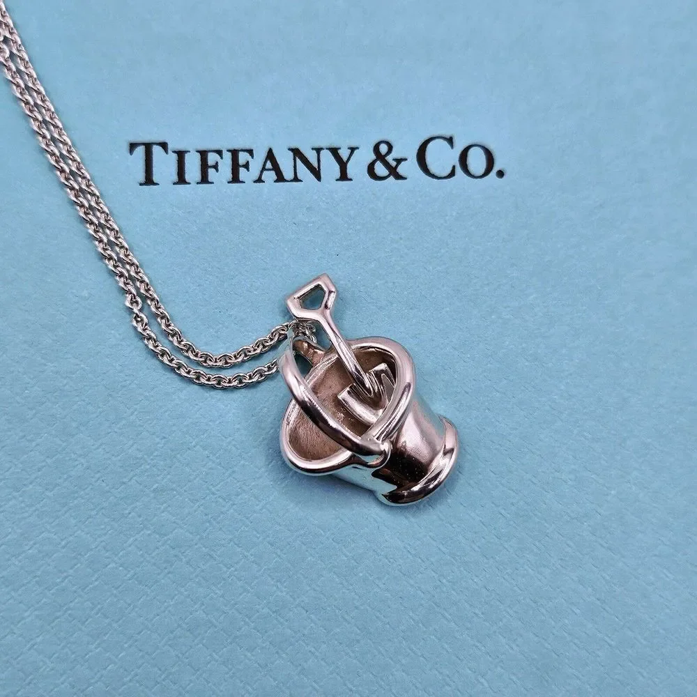 RARE Vintage 1991 Tiffany & Co. Sterling Silver Bucket Shovel Pendant Necklace.